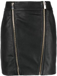 PINKO minijupe en cuir à fermeture zippée - Noir