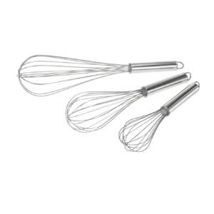 Garde/klopper set - 3-delig - zilver - 22/26/31,5 cm - rvs - kloppers - keukenhulp - koken