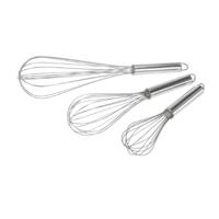 Garde/klopper set - 3-delig - zilver - 22/26/31,5 cm - rvs - kloppers - keukenhulp - koken