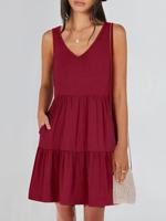 Loose Casual Plain Dress With No - thumbnail