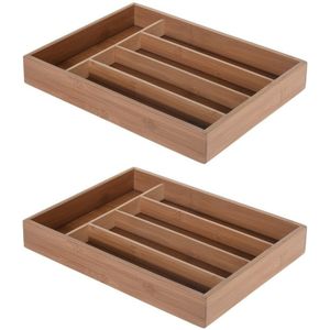 2x Bestekbakken bamboe hout 27 cm