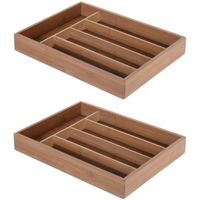 2x Bestekbakken bamboe hout 27 cm - thumbnail