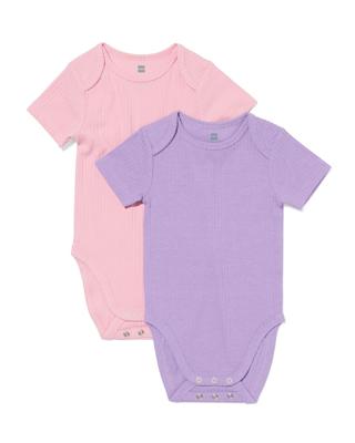 HEMA Meegroei Rompers Rib Bamboe Met Stretch Dieren - 2 Stuks Lavendel (lavendel)