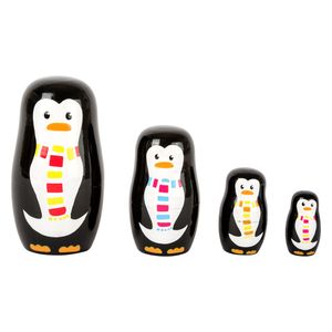 Small Foot houten matroesjka poppen pinguin familie