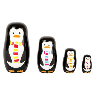 Small Foot houten matroesjka poppen pinguin familie