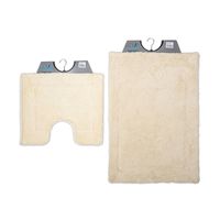 Wicotex-Badmat set met Toiletmat-WC mat-met uitsparing beige uni-Antislip onderkant - thumbnail