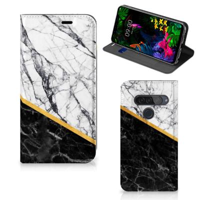 LG G8s Thinq | Standcase | Marmer Wit Zwart - Origineel Cadeau Man