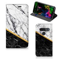 LG G8s Thinq | Standcase | Marmer Wit Zwart - Origineel Cadeau Man