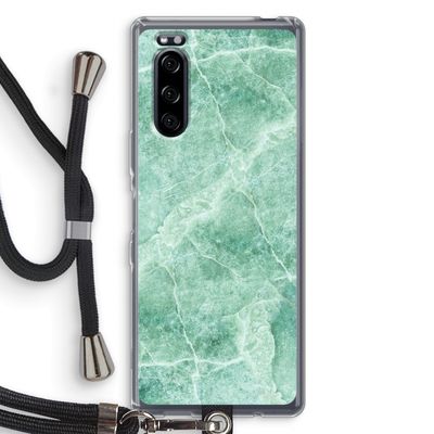 Groen marmer: Sony Xperia 5 Transparant Hoesje met koord
