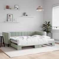 Slaapbank met onderschuifbed 90x200 cm fluweel lichtgrijs