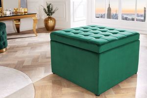 Vierkante kruk MODERN BAROK 60cm smaragdgroen fluwelen opbergkast Chesterfield - 43309