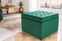 Vierkante kruk MODERN BAROK 60cm smaragdgroen fluwelen opbergkast Chesterfield - 43309 - thumbnail