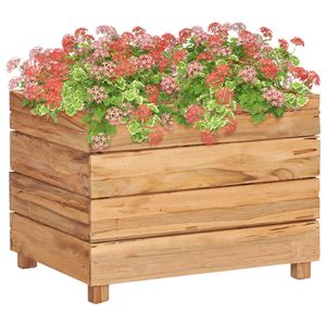 VidaXL Plantenbak verhoogd 50x40x38 cm gerecycled teakhout en staal