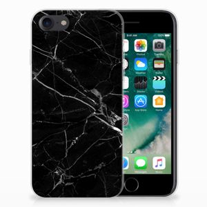 iPhone SE 2022 | SE 2020 | 8 | 7 TPU Siliconen Hoesje Marmer Zwart - Origineel Cadeau Vader