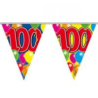 Vlaggenlijn 100 jaar - 10 meter - plastic - Leeftijd - 100e verjaardag - versiering