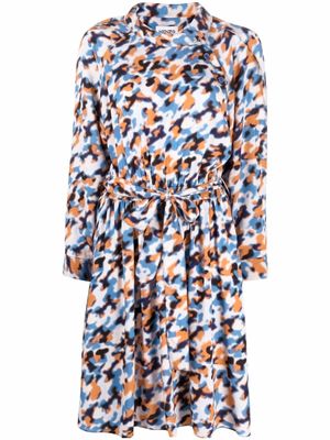 Kenzo robe mi-longue à imprimé abstrait - Bleu