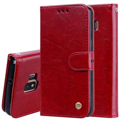 Business stijl olie Wax textuur horizontale Flip lederen case voor Galaxy j2 core met houder & kaartsleuven & portemonnee (rood)