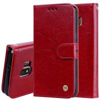 Business stijl olie Wax textuur horizontale Flip lederen case voor Galaxy j2 core met houder & kaartsleuven & portemonnee (rood)
