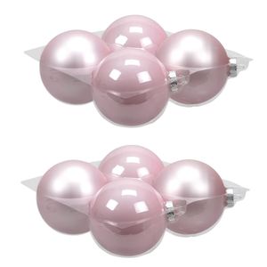 8x stuks glazen kerstballen roze (powder) 10 cm mat/glans