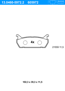 Remblokkenset, schijfrem ATE, u.a. für Mazda, Daihatsu, Suzuki