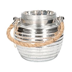 Vensterbank decoratie lantaarn zilver 13 cm   -