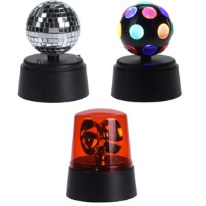 Disco lampen/lichtjes set 3x stuks - 360 graden leds - draaiend - kleureffecten - kunststof