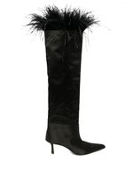 Alexander Wang bottes en satin Viola à détails de plumes - Noir