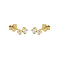 Karma Oorbellen Zirconia Double Squared | Goud
