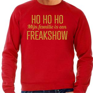 Foute kersttrui/sweater voor heren - Hohoho freak show - rood - glitter goud