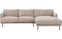 Goossens Bank Luxor Stof bruin, stof, 2,5-zits, modern design met chaise longue rechts