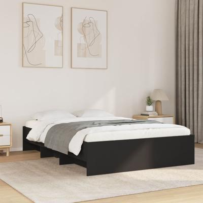 Bedframe bewerkt hout zwart 135x190 cm