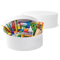 Ronde witte hobby knutsel doos - 2x - dozen van karton - 21 x 7 cm - Hoedendoos - cadeauverpakking