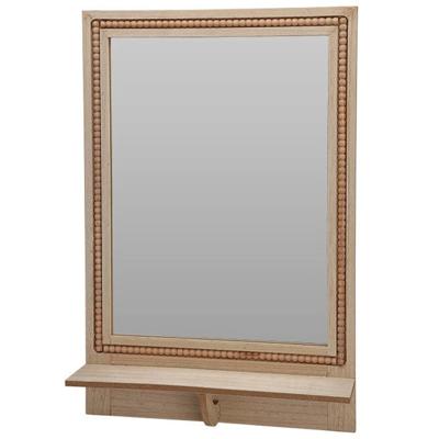 Spiegel met plank - vierkant - MDF - bruin - kralen rand - 40 x 10 x 60 cm