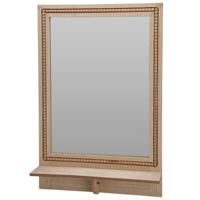 Spiegel met plank - vierkant - MDF - bruin - kralen rand - 40 x 10 x 60 cm Spiegel met plank - vierkant - MDF - bruin - kralen rand - 40 x 10 x 60 cm