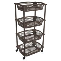 Keuken opberg trolley - 4 manden - cappuccino bruin - 86 x 41 cm - roltafel