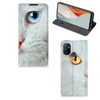 OnePlus Nord N100 Hoesje maken Witte Kat - thumbnail