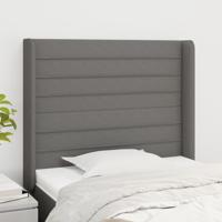 Hoofdbord met randen 93x16x118/128 cm stof donkergrijs