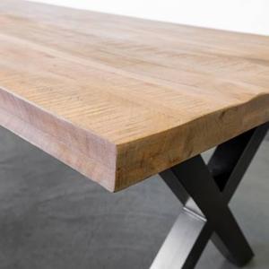 Giga Meubel - Eettafel Mangohout - Zwart Metaal - 160x90x76cm - Duncan