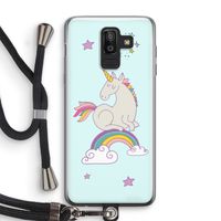Regenboog eenhoorn: Samsung Galaxy J8 (2018) Transparant Hoesje met koord