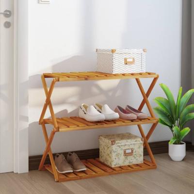 Schappenkast inklapbaar 3-laags 70x31x63 cm acaciahout bruin