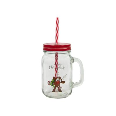 Drinkglas rendier met rietje 500ml