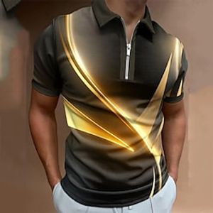 Voor heren POLO Shirt Golfshirt Wimpel Strijkijzer Zwart Blozend Roze blauw Paars Groen 3D-afdrukken Straat Dagelijks Korte mouw Vetoketju 3D Kleding Modieus Casual Ademend Comfortabel Lightinthebox