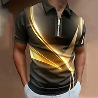 Voor heren POLO Shirt Golfshirt Wimpel Strijkijzer Zwart Blozend Roze blauw Paars Groen 3D-afdrukken Straat Dagelijks Korte mouw Vetoketju 3D Kleding Modieus Casual Ademend Comfortabel Lightinthebox