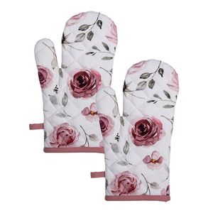 HAES DECO - Set van 2 Ovenwanten - 18x30 cm - 100% Katoen - Rustic Rose