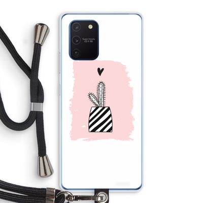 Zwart-wit cactus: Samsung Galaxy Note 10 Lite Transparant Hoesje met koord