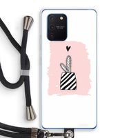 Zwart-wit cactus: Samsung Galaxy Note 10 Lite Transparant Hoesje met koord