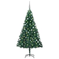 VidaXL Kunstkerstboom met verlichting en kerstballen 150 cm PVC groen