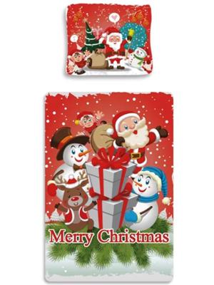 Kerst dekbedovertrek Merry Christmas and a happy new year 140 x 200 cm (70 x 90 cm) rood Kerst dekbedovertrek Merry Christmas and a happy new year 140 x 200 cm (70 x 90 cm) rood