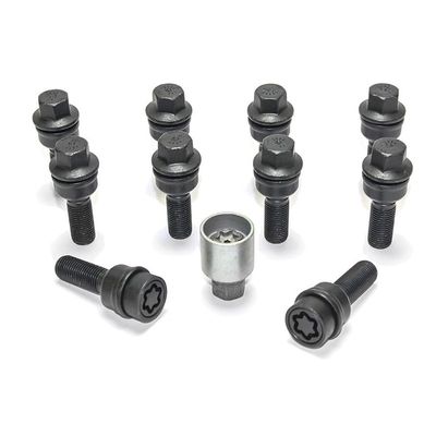 H&R Wielboutenset bolkonisch R14 M14x1.50 - Lengte 40mm - Zwart - 10 stuks (bv. Audi Q3, Q5) - incl. HRB1454007ASET