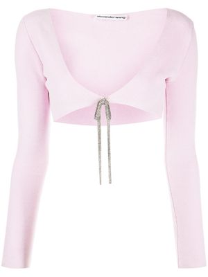 Alexander Wang cardigan crop à ornements en cristal - Rose